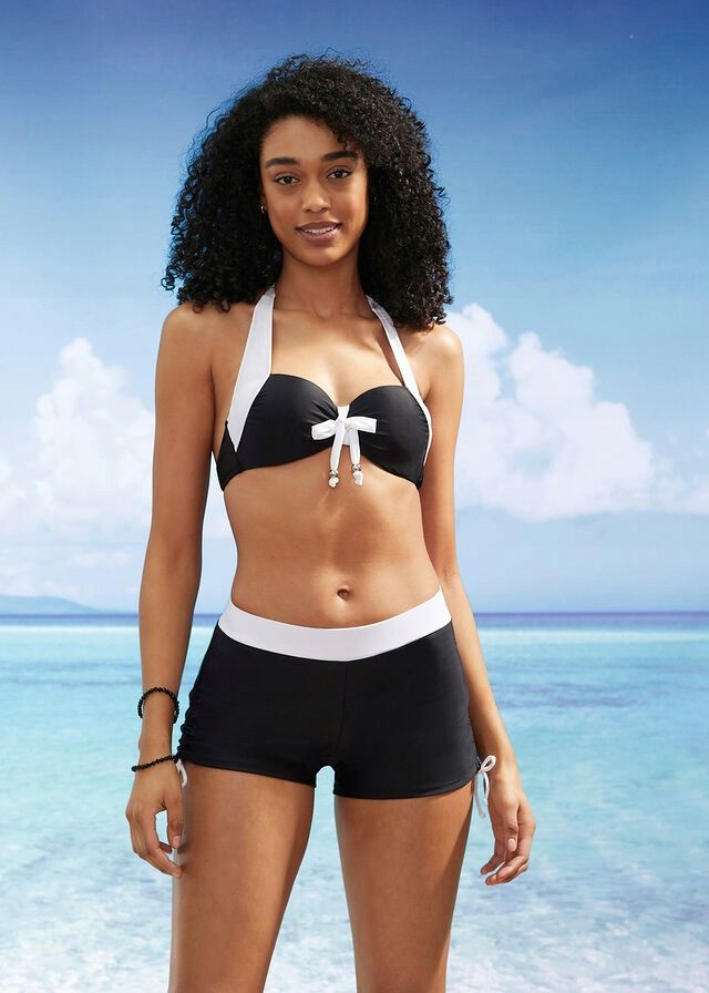 B.P.C bikini z szortami biało-czarne ^40 (80C)