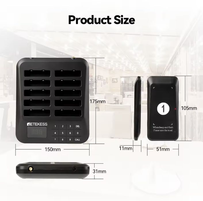 System przywoławczy RETEKESS TD157 – zestaw pagerów do restauracji / k