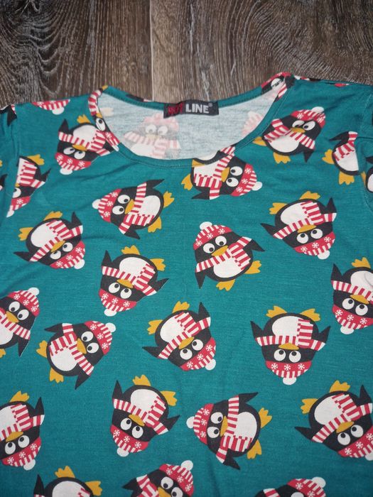 Новорічна сукня з пінгвінами для дівчинки,платье новогоднее на 7-8 лет