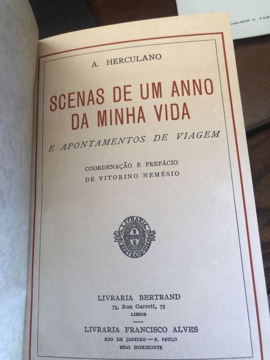 Livro Scenas de Um Ano da Minha Vida de Alexandre Herculano