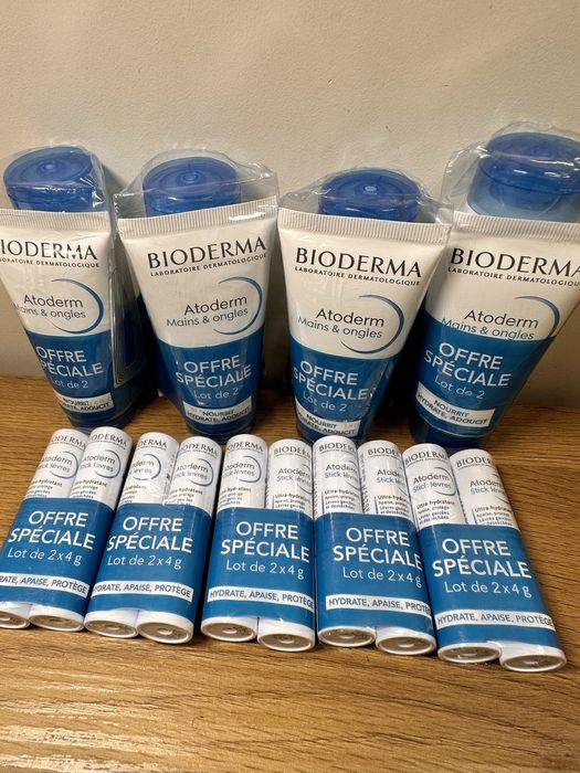 Bioderma крем для рук, стік, помада для губ