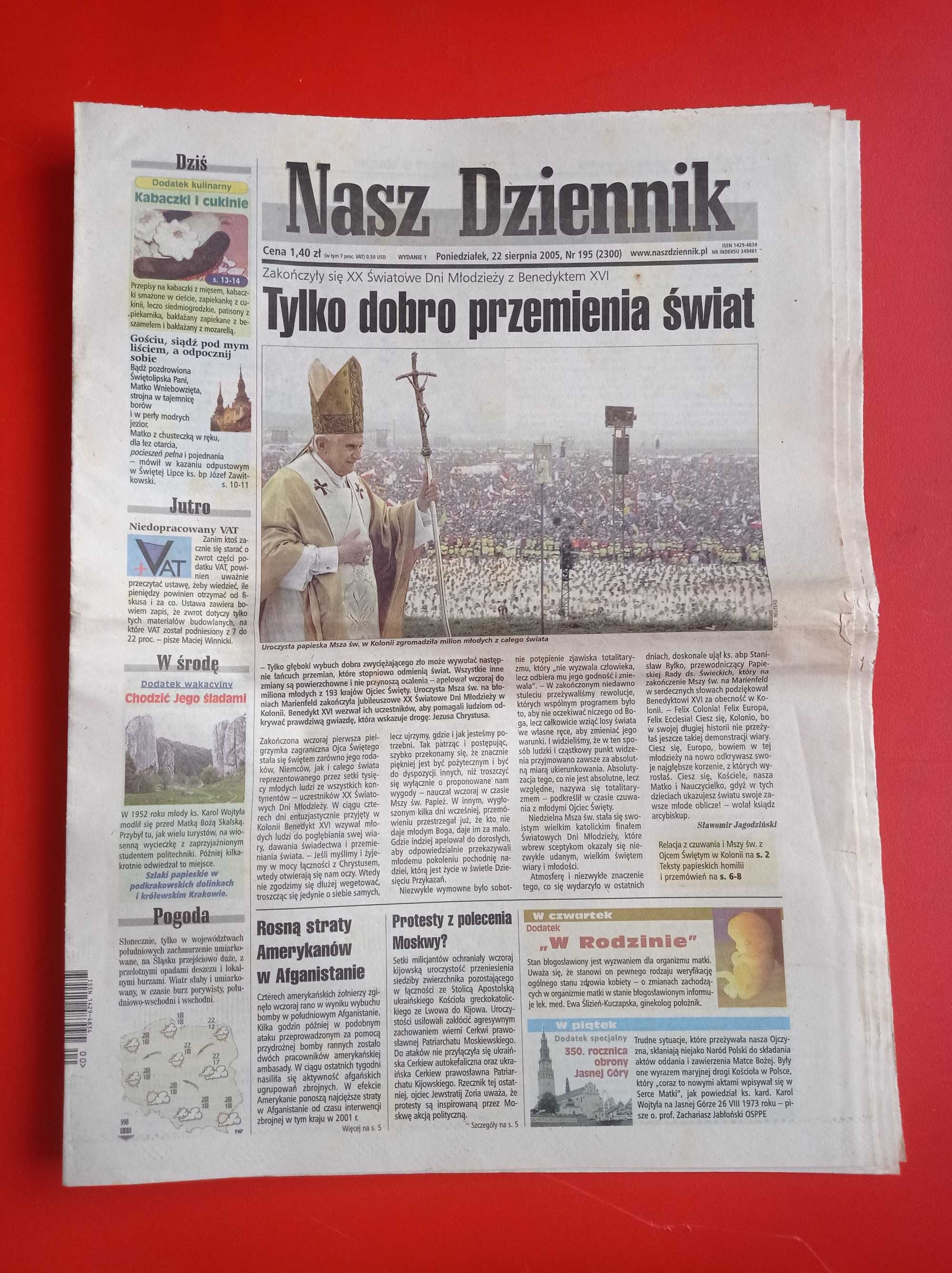 Nasz Dziennik, nr 195/2005, 22 sierpnia 2005, Benedykt XVI