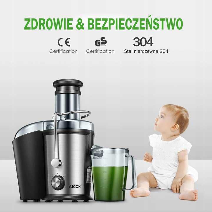 Sokowirówka do warzyw i owoców Aicok GS-328L  DUŻA MOC 800W