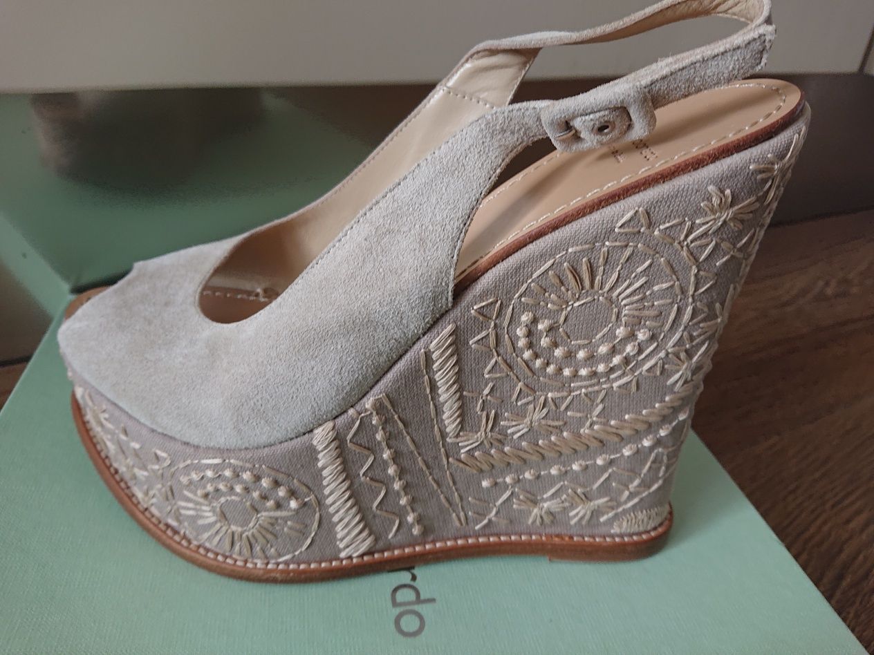 Buty ślubne włoskie Massimolonardo haft i skóra