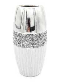 Wazon ceramiczny srebrny z kryształkami glamour