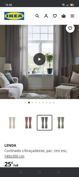 Cortinados LENDA 140x300cm, IKEA. NOVO
