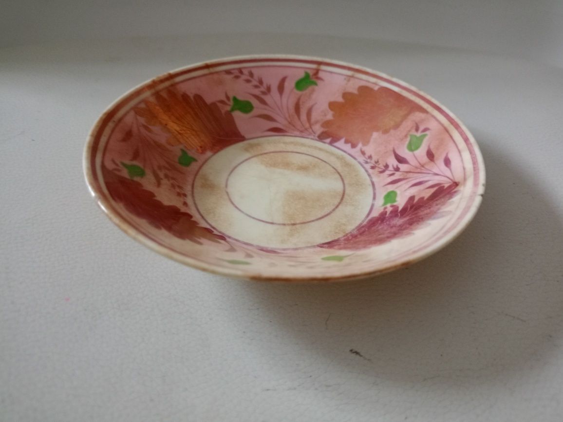 Podstawek różowy/miseczka porcelana antyk
