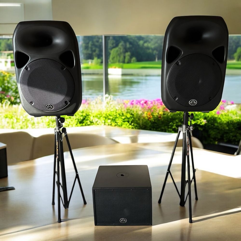 Nagłośnienie Wharfedale Pro 2x Titan 15D + Subwoofer Sub-A12 + Statywy