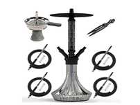 Nargila Noble Hookah 4 węże, szklana misa, aluminium, 65 cm, czarna