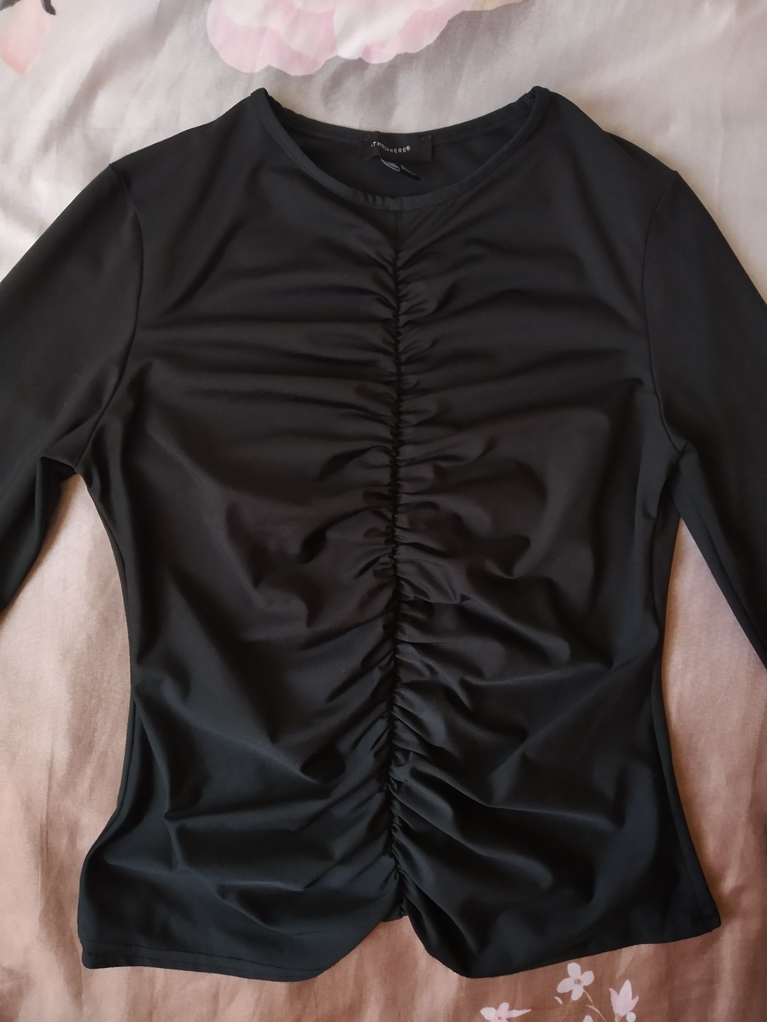 Taliowana bluzka z długim rękawem XS 34 elegancka S 36