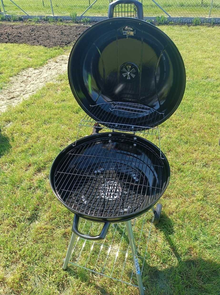 Nowy Mocny Grill ogrodowy węglowy 54cm z pokrywą przenośny Ruszt