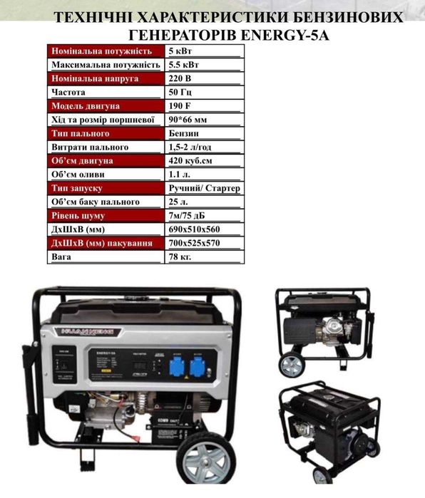 Генератор 2.5-3квт со стартером