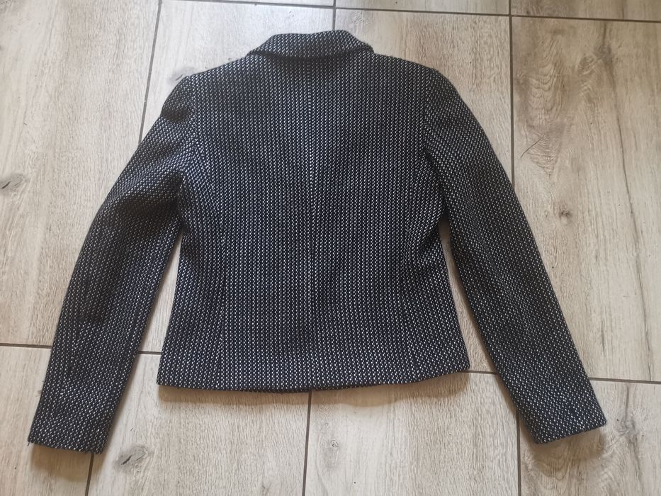 Elegancki żakiet marynarka 100% wełna biało czarny dese Caractere M 38