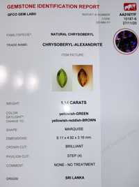 Naturalny aleksandryt 1,14 ct certyfikat GFCO