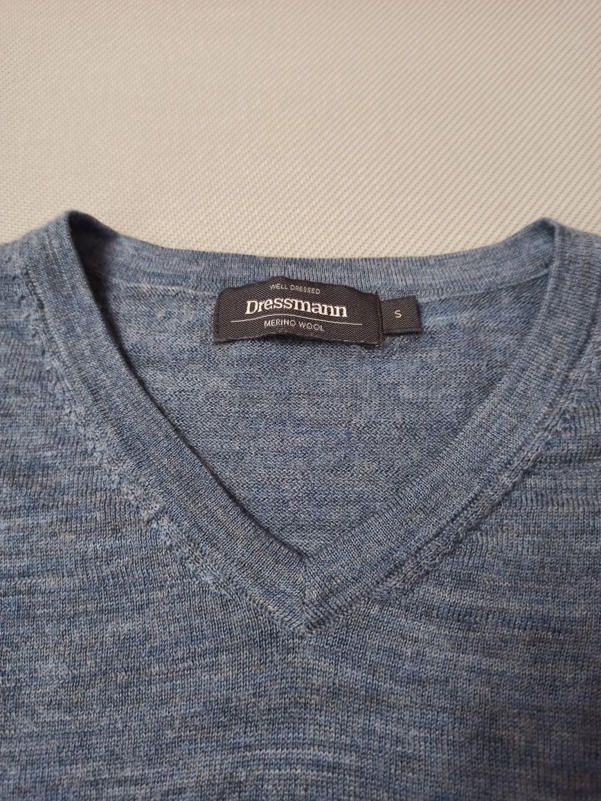 Dressman sweter wełna merino 100% extra fine rozmiar S