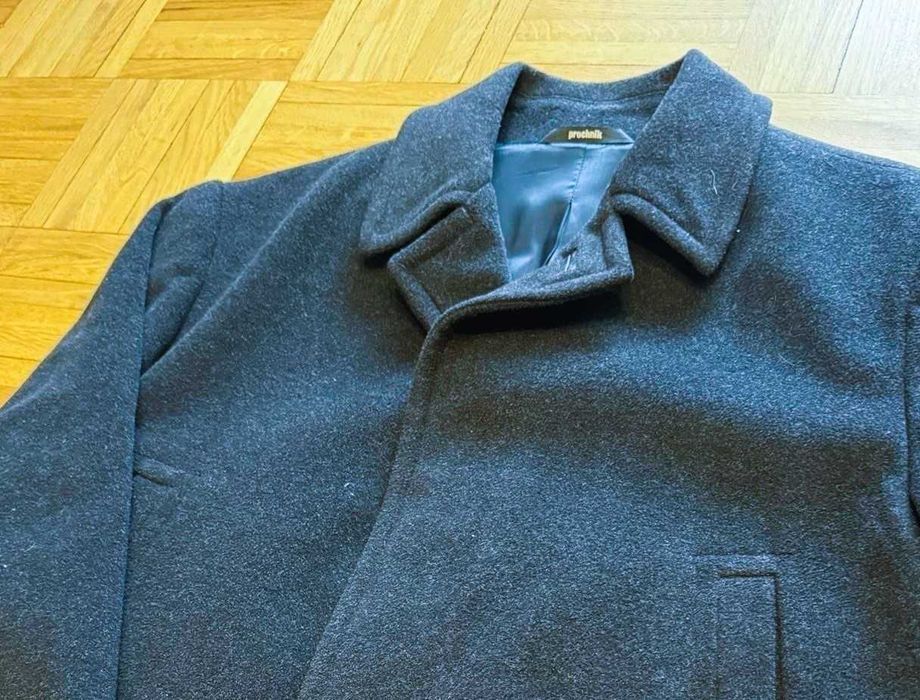 Elegancki czarny zimowy płaszcz męski Próchnik