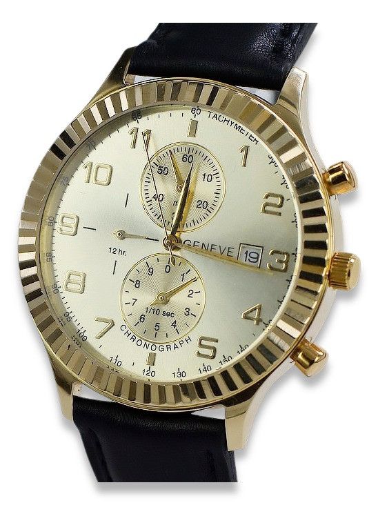 Złoty zegarek męski 14k 585 z żółtego złota Geneve mw007y Poznań