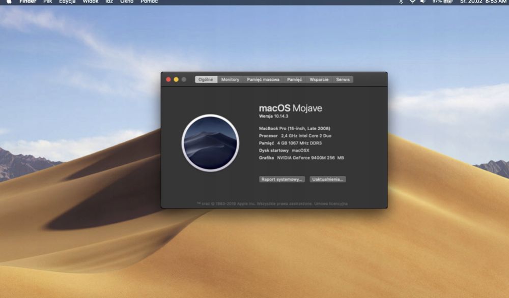 macOS Mojave 10.14.6 Catalina 10.15 na starym sprzęcie!