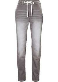 bonprix jeansowe spodnie rurki kieszenie z wiązaniem 50