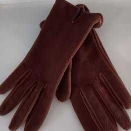 Luvas de senhora de cor castanha em pele/cabedal *
