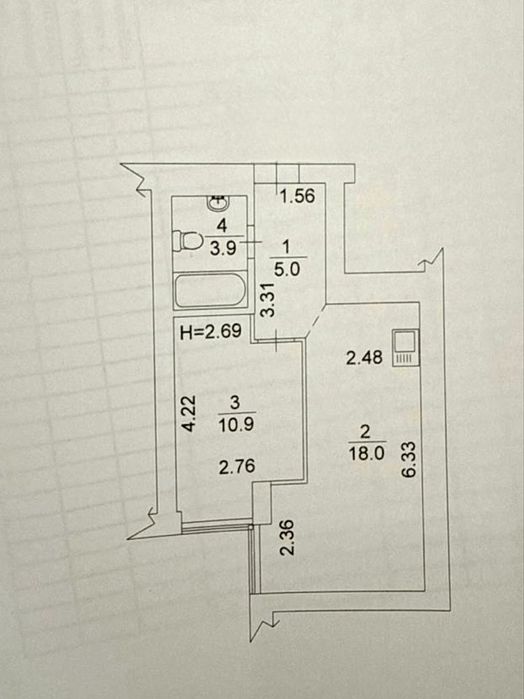 Продаж 1-кімнатної квартири в новому будинку