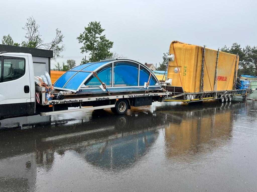 Zadaszenie basenowe 10,90 x 3,90 x 1,32m lite złożone od producenta !