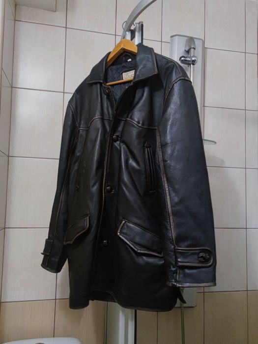 kurtka skórzana XL męska czarna brązowa kremowa destroyed skóra elegan