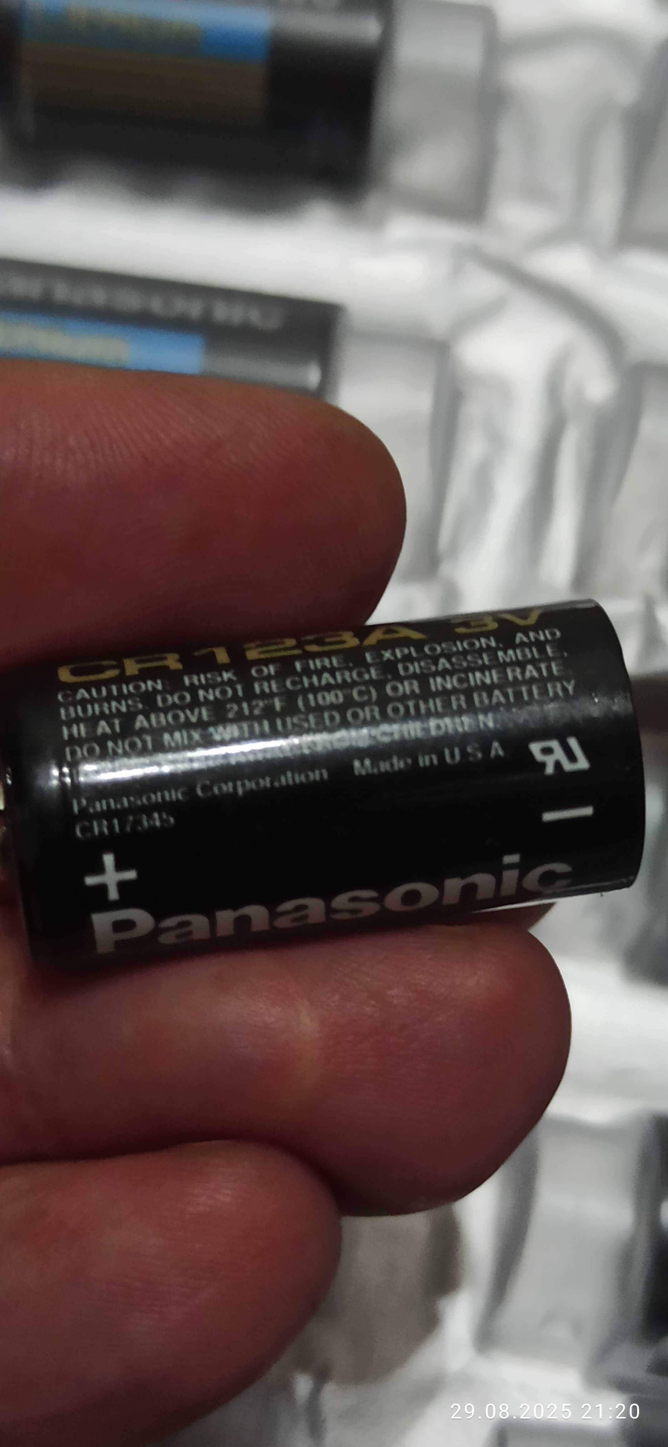 Літієва Батарейка Panasonic Lithium CR123A, 3V,