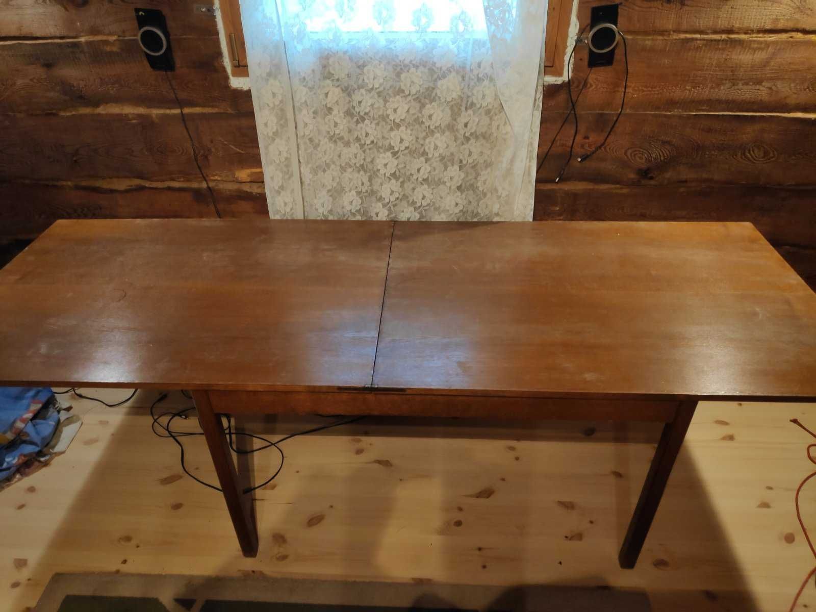 duży stół drewniany rozkładany lata 60-70 VIntage sz.80, dł. 115-230cm