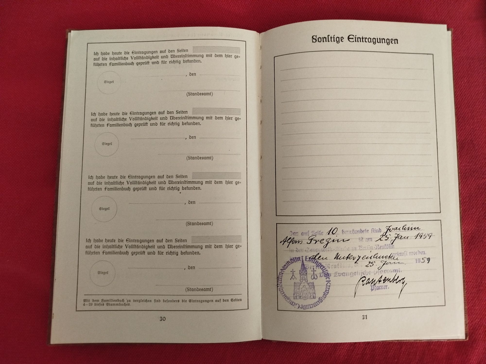 Familien Stammbuch dokument III Rzesza