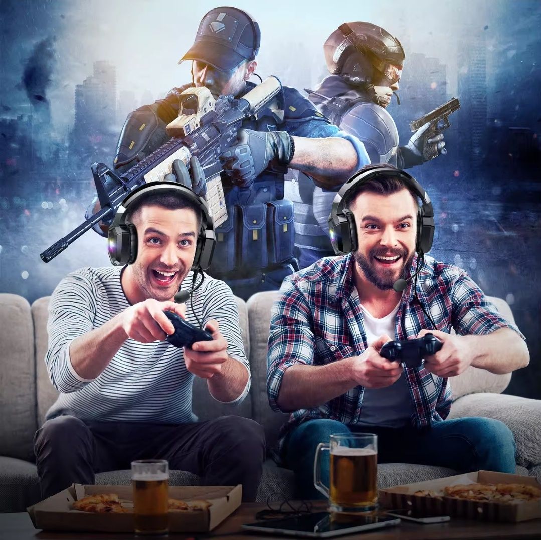 ONIKUMA K8 Fones gamer com microfone HD flexível RGB Light Surround