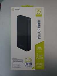 Powerbank MUVIT 20000mAH (20.000 mAh - 2 USB - Preto)