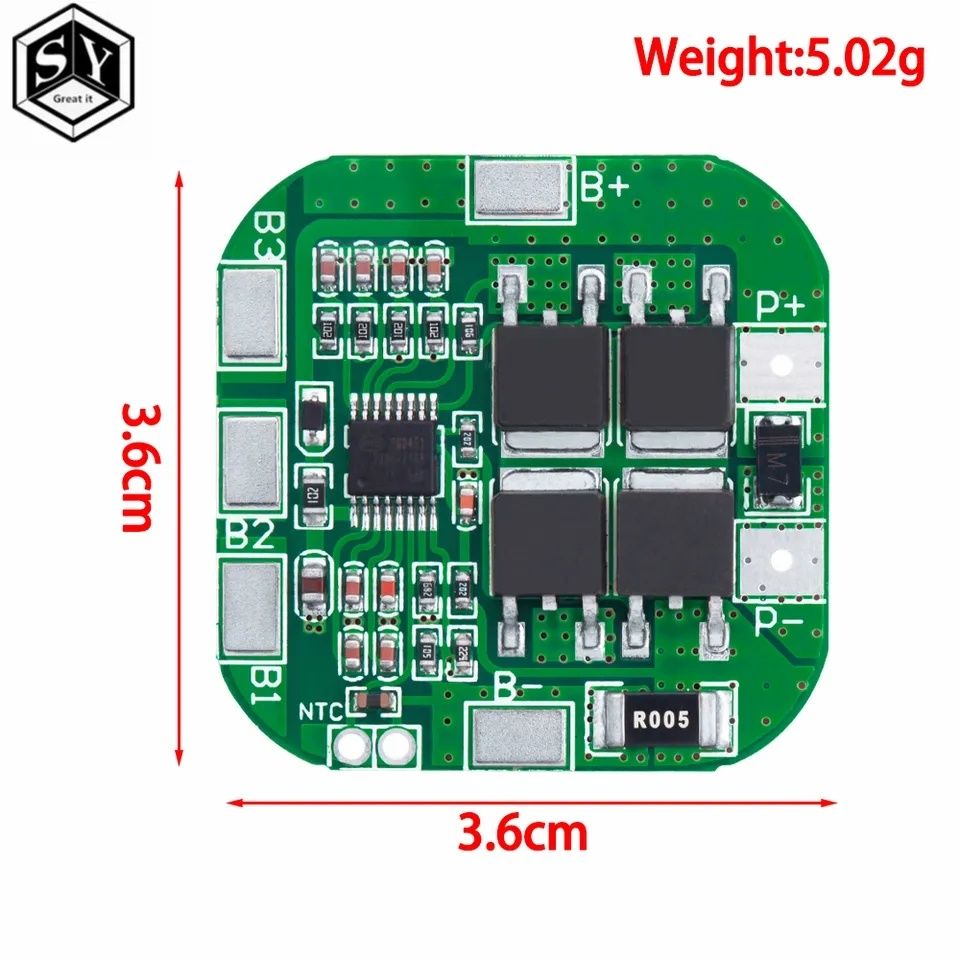 Плата Bms 4S 16.8V 20A 18650 16.8В 20А