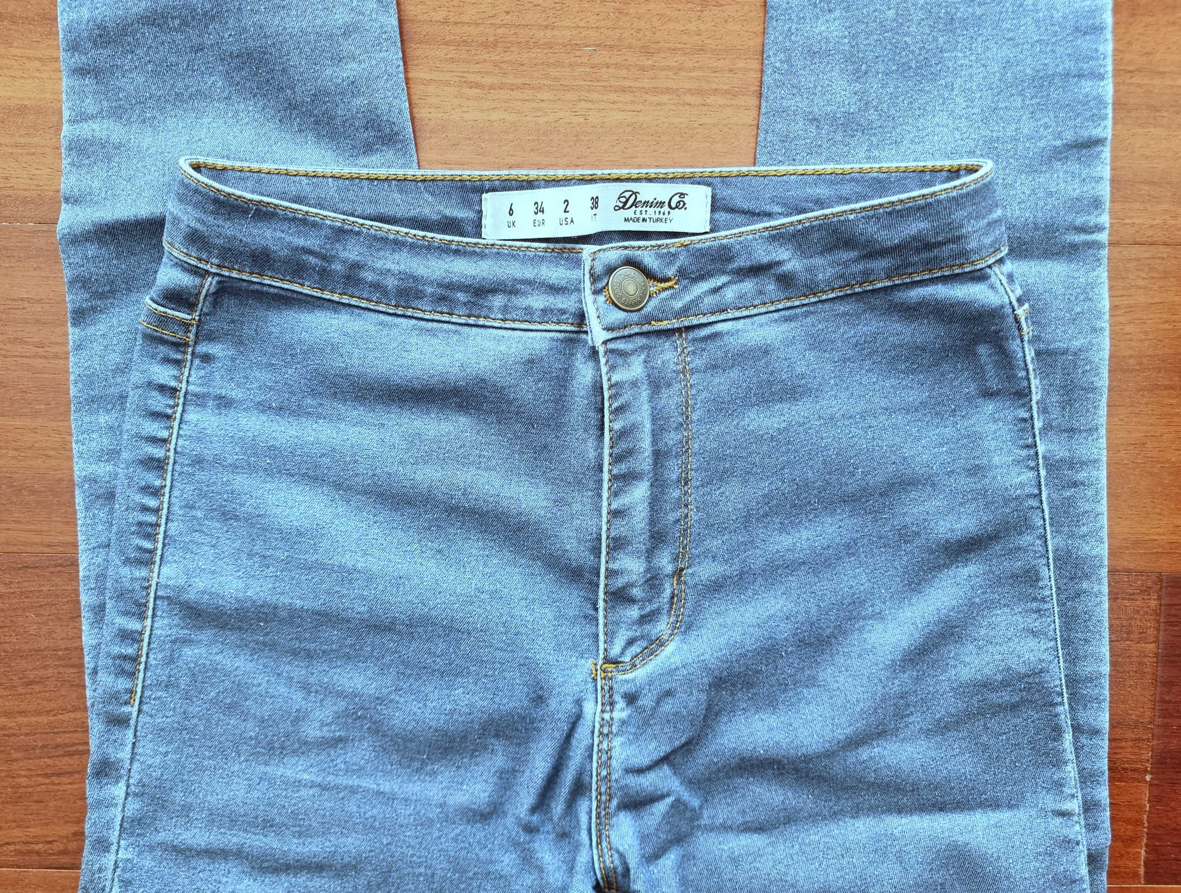 Calças/ jeggings de ganga justos e de cintura subida Primark, tam 34