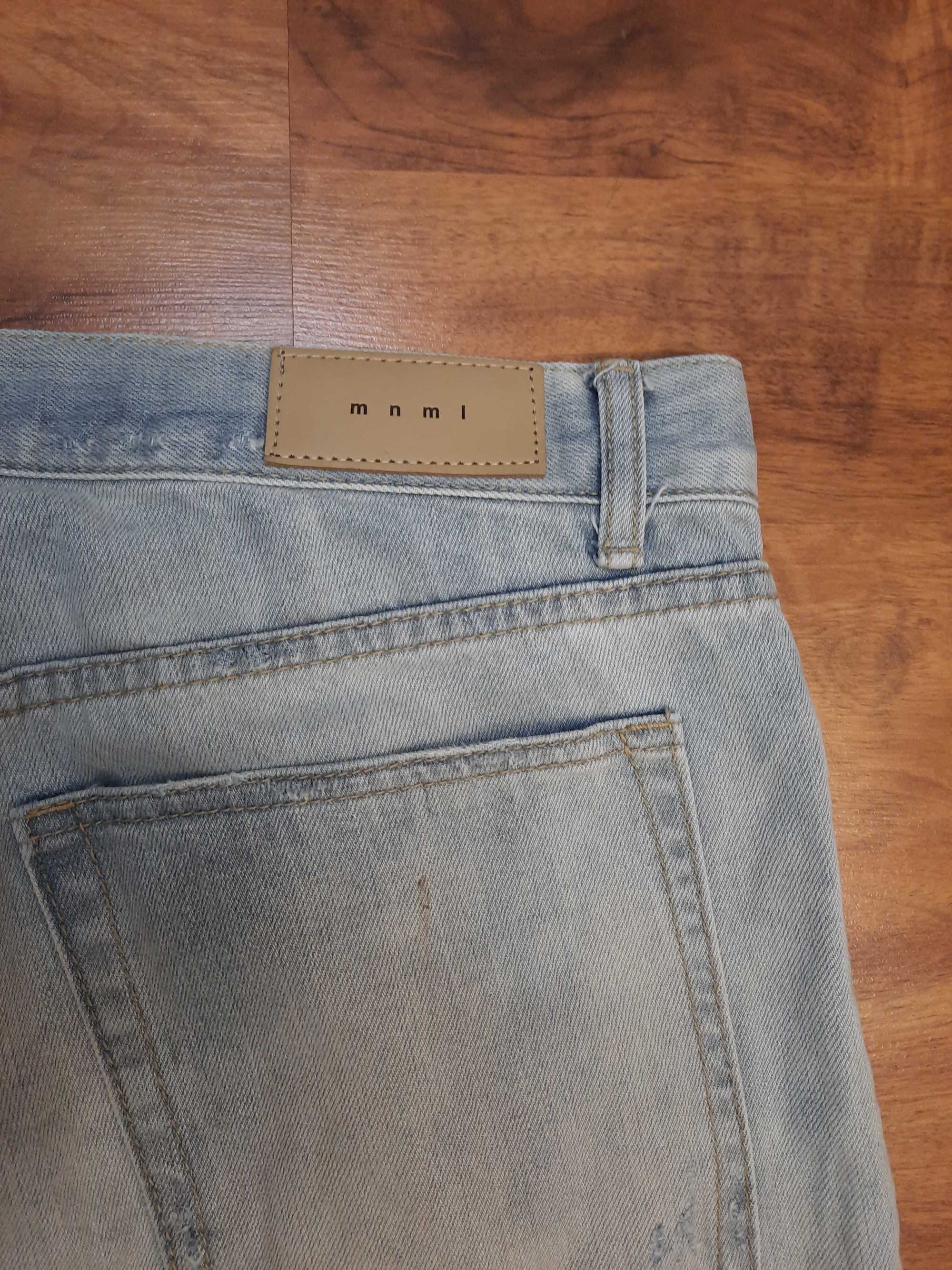 Spodnie jeansowe z rozdarciami jeansy Mnml rozmiar W34 L