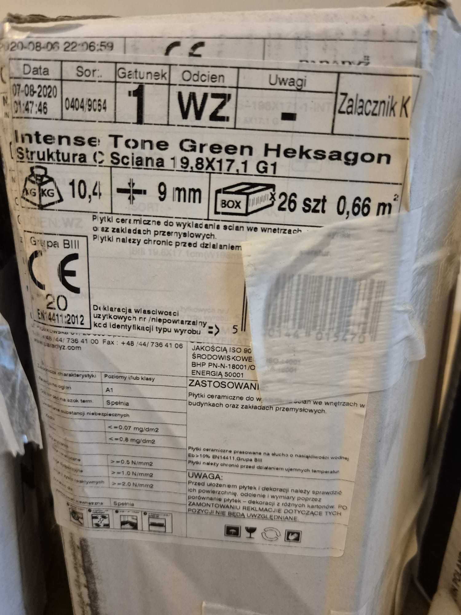 Płytki łazienkowe Paradyż Intense Tone Green Heksagon Struktura B i C