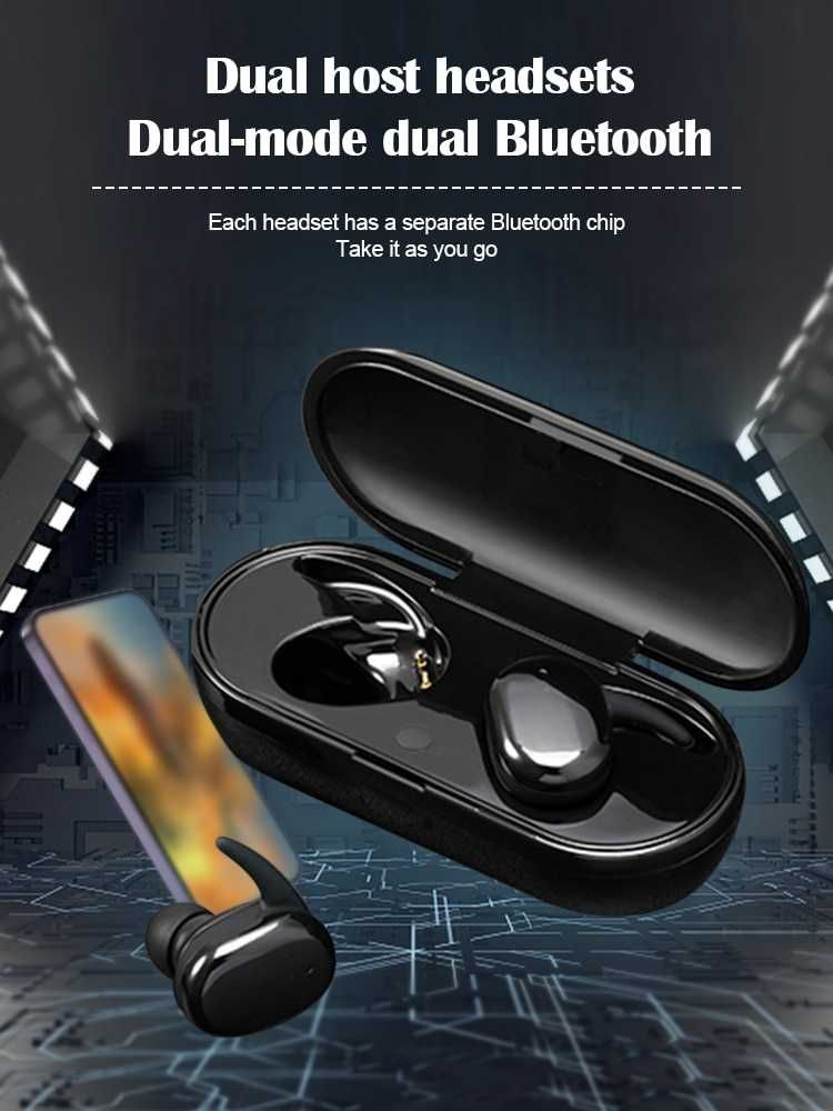 Słuchawki Bezprzewodowe Y30 Tws4 Czarne z Etui Ładującym BT 5.0