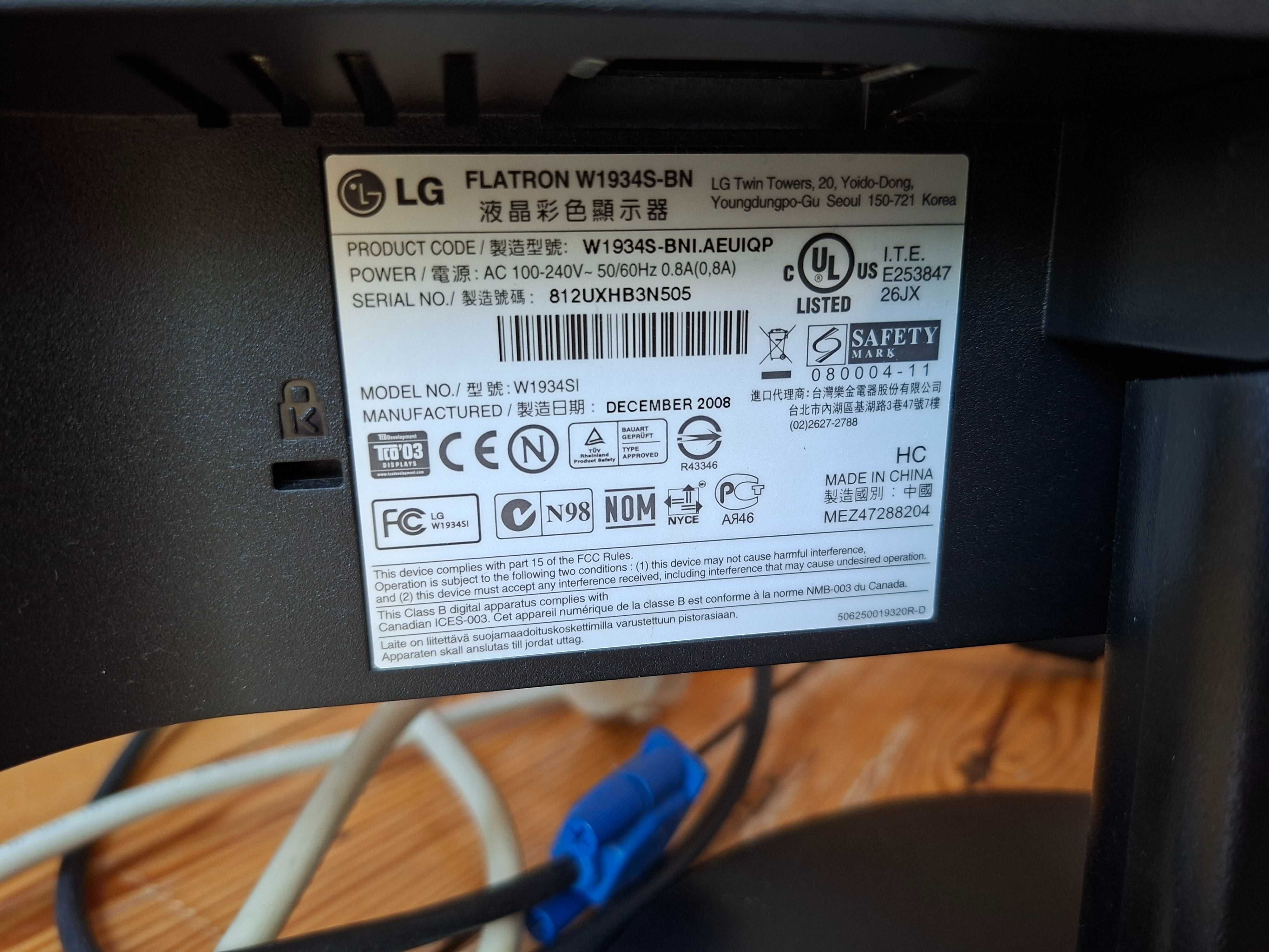 Monitor LG Flatron W1934S