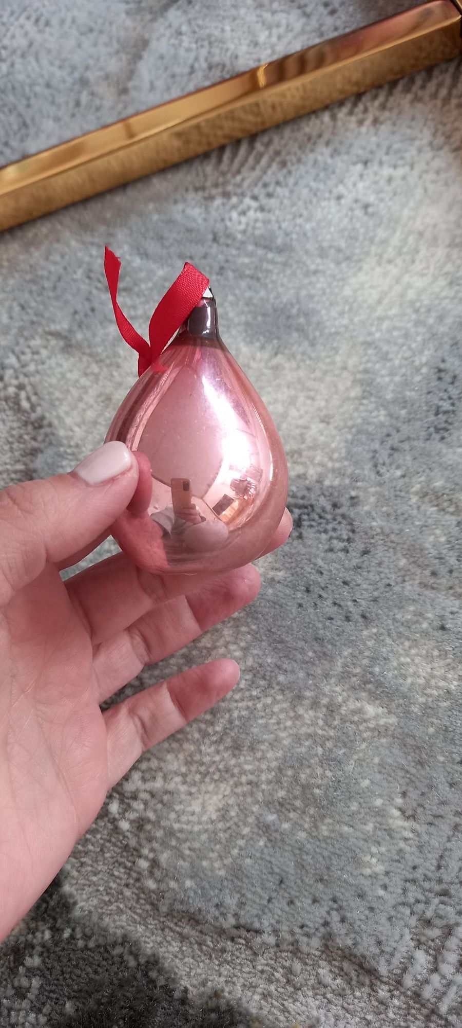Stara bombka prl.różowa antyk