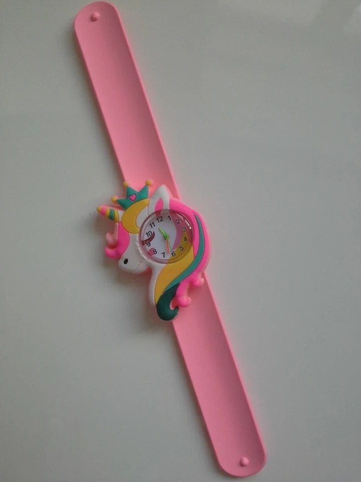 Модные Детские наручные  часы  с единорог розовые