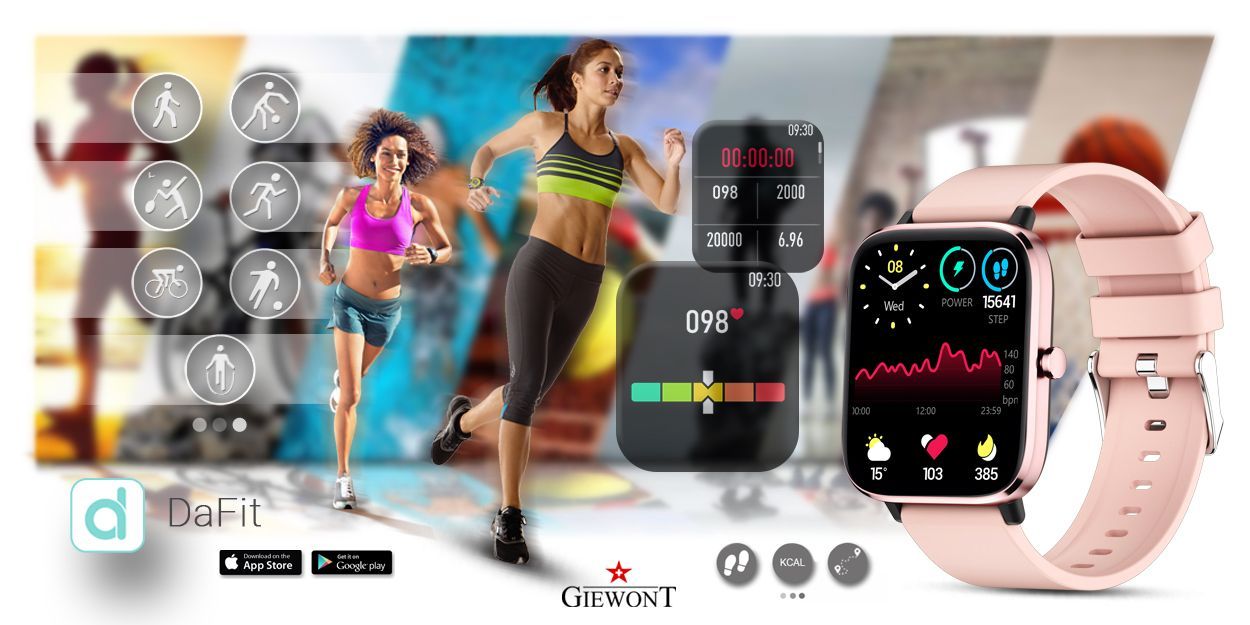 ZEGAREK SMARTWATCH z funkcją Dzwonienia RÓŻOWY damski PL MENU