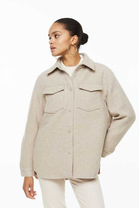 Піджак-сорочка світло-бежевий меланж фірмова стильна h&m жіноча