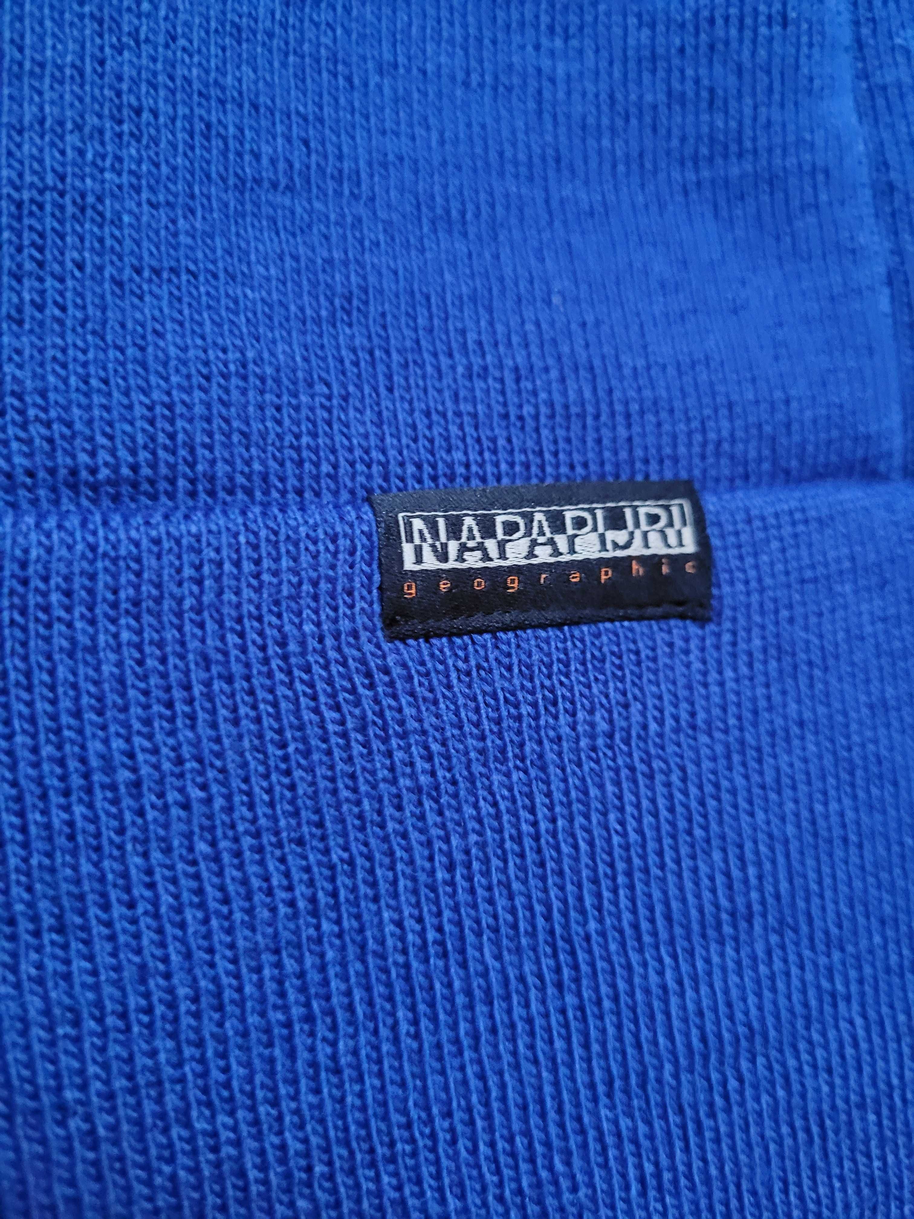 czapka beanie Napapijri F-mountain Niebieska Blue Ensign zimowa z logo
