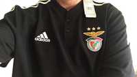 Polo preto e branco Adidas Oficial Benfica