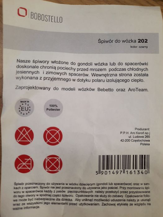 Bobostello śpiworek do wózka lub gondoli kolor: czarny