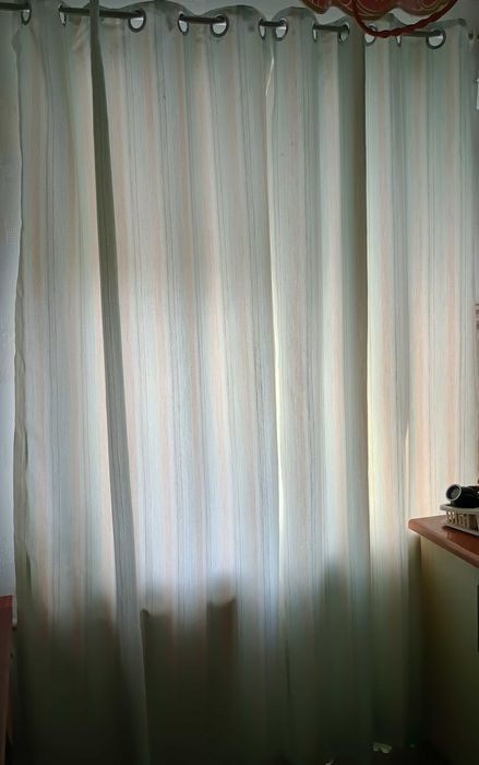 Дві довгі легкі світлі штори на люверсах 225*115см кожна з підкладкою