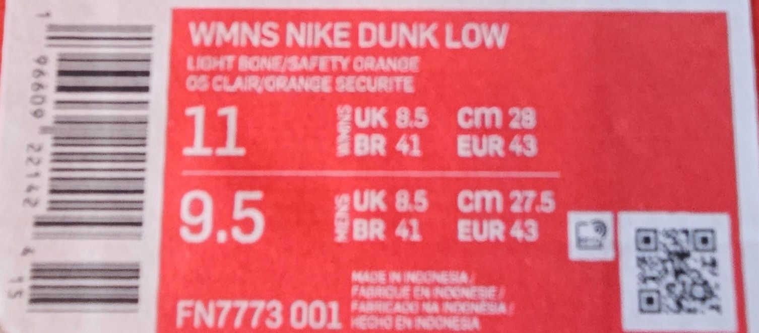 Ténis novos a estrear na caixa, Nike DUNK LOW TOTAL ORANGE, 43 europeu