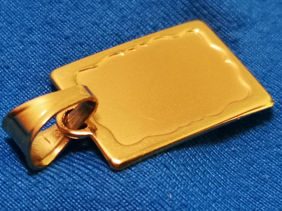 złota zawieszka, blaszka, blacha do grawerowania pod grawer, złoto 585