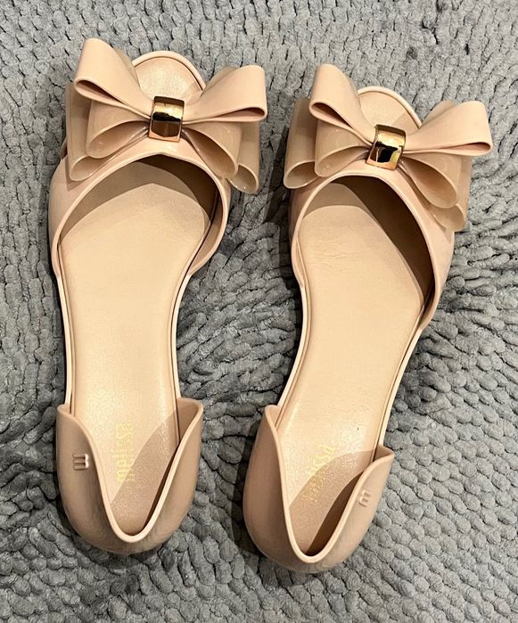 Sandały baleriny z kokardą melissa pachnące 37 beżowe złote