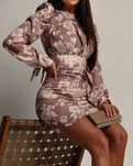 Infinity fashion 40 L sukienka elegancka Roses Larissa Stefania Mokka